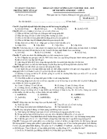 Đề khảo sát chất lượng Lần 3 năm học 2018-2019 môn Sinh Học Lớp 12 - Mã đề 412 - Trường THPT Yên Lạc
