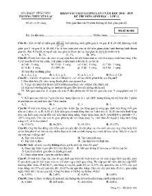 Đề khảo sát chất lượng lần 3 năm học 2018-2019 môn Sinh Học Lớp 12 - Mã đề 404 - Trường THPT Yên Lạc
