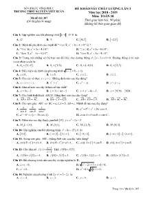 Đề khảo sát chất lượng lần 3 năm học 2018-2019 môn Toán Lớp 10 - Mã đề 307 - Trường THPT Nguyễn Viết Xuân