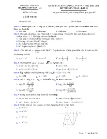 Đề khảo sát chất lượng lần 3 năm học 2018-2019 môn Toán Lớp 12 - Mã đề 203 - Trường THPT Yên Lạc