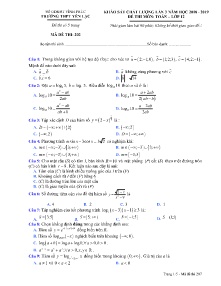 Đề khảo sát chất lượng lần 3 năm học 2018-2019 môn Toán Lớp 12 - Mã đề 202 - Trường THPT Yên Lạc