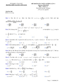 Đề khảo sát chất lượng lần 3 năm học 2018-2019 môn Toán Lớp 11 - Mã đề 301 - Trường THPT Nguyễn Viết Xuân
