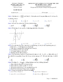 Đề khảo sát chất lượng lần 3 năm học 2018-2019 môn Toán Lớp 12 - Mã đề 205 - Trường THPT Yên Lạc