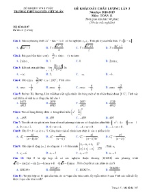 Đề khảo sát chất lượng lần 3 năm học 2018-2019 môn Toán Lớp 11 - Mã đề 107 - Trường THPT Nguyễn Viết Xuân