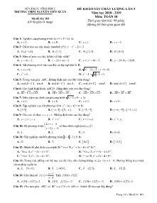 Đề khảo sát chất lượng lần 3 năm học 2018-2019 môn Toán Lớp 10 - Mã đề 103 - Trường THPT Nguyễn Viết Xuân