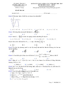 Đề khảo sát chất lượng lần 3 năm học 2018-2019 môn Toán Lớp 12 - Mã đề 208 - Trường THPT Yên Lạc
