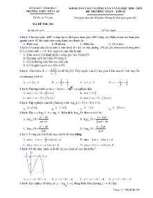 Đề khảo sát chất lượng lần 3 năm học 2018-2019 môn Toán Lớp 12 - Mã đề 204 - Trường THPT Yên Lạc