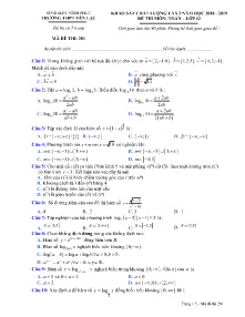 Đề khảo sát chất lượng lần 3 năm học 2018-2019 môn Toán Lớp 12 - Mã đề 201 - Trường THPT Yên Lạc