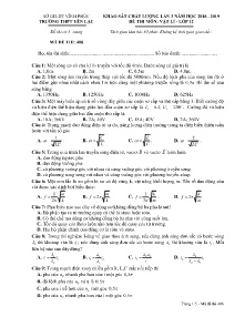 Đề khảo sát chất lượng lần 3 năm học 2018-2019 môn Vật Lí Lớp 12 - Mã đề 408 - Trường THPT Yên Lạc
