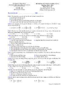 Đề khảo sát chất lượng lần 3 năm học 2018-2019 môn Vật Lý Lớp 10 - Mã đề 102 - Trường THPT Nguyễn Viết Xuân