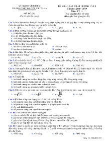 Đề khảo sát chất lượng lần 3 năm học 2018-2019 môn Vật Lý Lớp 11 - Mã đề 305 - Trường THPT Nguyễn Viết Xuân