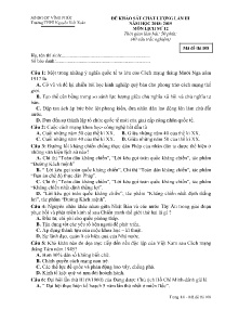 Đề khảo sát chất lượng lần III năm học 2018-2019 môn Lịch Sử Lớp 12 - Mã đề 108 - Trường THPT Nguyễn Viết Xuân