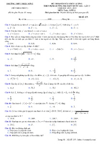 Đề khảo sát chất lượng theo định hướng thi THPT Quốc Gia lần 3 năm học 2018-2019 môn Toán Lớp 11 - Mã đề 135 - Trường THPT Triệu Sơn 2 (Có đáp án)