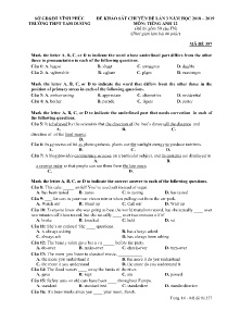 Đề khảo sát Chuyên đề lần 3 năm học 2018-2019 môn Tiếng Anh Lớp 12 - Mã đề 357 - Trường THPT Tam Dương