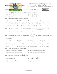 Đề khảo sát đầu năm học 2019-2020 môn Toán Lớp 11 - Mã đề 832 - Trường THPT Thuận Thành Số 1