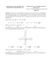 Đề khảo sát lần 2 năm học 2018-2019 môn Toán - Mã đề 206 - Trường THPT Chuyên Hưng Yên