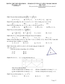 Đề khảo sát năng lực Lớp 12 năm học 2018-2019 môn Toán - Trường THPT Trần Bình Trọng (Có lời giải)