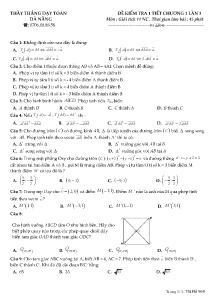 Đề kiểm tra 1 tiết Chương I lần 3 môn Giải Tích Lớp 11 NC - Thầy Thắng