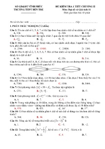 Đề kiểm tra 1 tiết Chương II môn Đại số và Giải tích Lớp 11 - Trường THPT Bến Tre (Có đáp án)