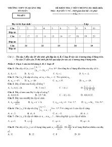 Đề kiểm tra 1 tiết Chương III môn Đại số Lớp 11 NC - Mã đề 1 - Trường THPT TX Quảng Trị (Có đáp án)