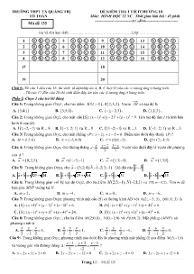 Đề kiểm tra 1 tiết Chương III môn Hình Học Lớp 12 NC - Mã đề 135 - Trường THPT TX Quảng Trị (Có đáp án)