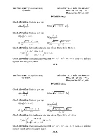 Đề kiểm tra 1 tiết Chương IV môn Đại số và Giải tích Lớp 11 NC - Đề 1 - Trường THPT TX Quảng Trị (Có lời giải)