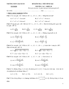 Đề kiểm tra 1 tiết Hình Học Chương 2 & 3 Khối 10 - Trường THPT Giai Xuân