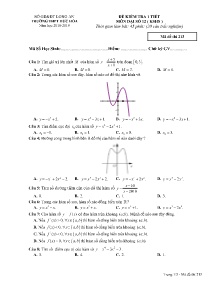Đề kiểm tra 1 tiết môn Đại Số Lớp 12 năm học 2018-2019 - Mã đề 213 - Trường THPT Đức Hòa (Có đáp án)