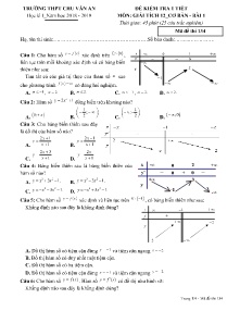 Đề kiểm tra 1 tiết môn Giải Tích Lớp 12 Bài 1 học kì I năm học 2018-2019 - Mã đề 134 - Trường THPT Chu Văn An (Có đáp án)