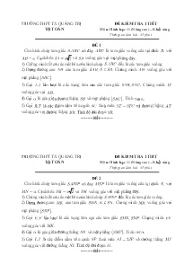 Đề kiểm tra 1 tiết môn Hình Học Lớp 11 Nâng Cao - Đề 1 - Trường THPT TX Quảng Trị (Có đáp án)