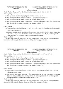Đề kiểm tra 1 tiết môn Hình Học Lớp 11 NC - Đề 1 - Trường THPT TX Quảng Trị (Có đáp án)