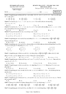 Đề kiểm tra 1 tiết năm học 2018-2019 môn Toán Hình Học Lớp 12 - Mã đề 101 - Trường THPT Tân Hiệp (Có đáp án)