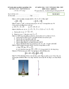 Đề kiểm tra 1 tiết năm học 2018-2019 môn Toán Khối 10 - Mã đề 01 - Trường THCS - THPT Đông Du (Có đáp án)