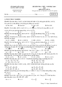 Đề kiểm tra 1 tiết năm học 2018-2019 môn Toán Lớp 11 môn Toán Lớp 11 - Mã đề 101 - Trường THPT Tân Hiệp (Có đáp án)