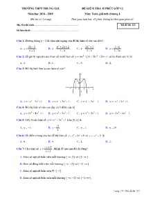 Đề kiểm tra 45 phút Lớp 12 năm học 2018-2019 môn Toán Giải tích Chương I - Mã đề 121 - Trường THPT Trung Giã