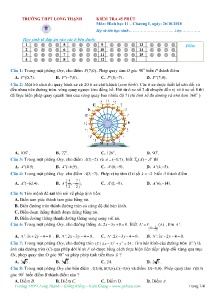 Đề kiểm tra 45 phút môn Hình học Lớp 11 - Chương I - Trường THPT Long Thạnh