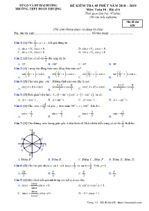 Đề kiểm tra 45 phút năm học 2018-2019 môn Toán Bài số 6 - Mã đề 628 - Trường THPT Đoàn Thượng (Có đáp án)