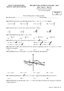 Đề kiểm tra 45 phút năm học 2018-2019 môn Toán Lớp 11 Bài số 1 - Mã đề 231 - Trường THPT Đoàn Thượng (Có đáp án)
