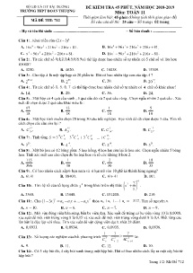 Đề kiểm tra 45 phút năm học 2018-2019 môn Toán Lớp 11 - Mã đề 712 - Trường THPT Đoàn Thượng (Có đáp án)