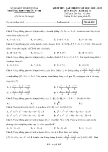 Đề kiểm tra Bài 2 HK II năm học 2018-2019 môn Toán Khối 12 - Mã đề 059 - Trường THPT Phước Vĩnh (Có đáp án)