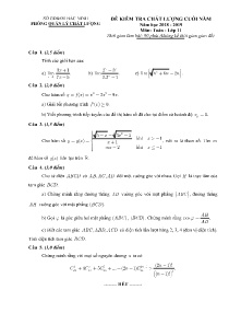 Đề kiểm tra chất lượng cuối năm môn Toán Lớp 11 năm học 2018-2019 - Sở GD&ĐT Bắc Ninh (Có đáp án)