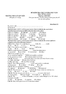 Đề kiểm tra chất lượng đầu năm môn Tiếng Anh Lớp 9 năm học 2018-2019 - Mã đề 132 - Trường THCS Lê Quý Đôn