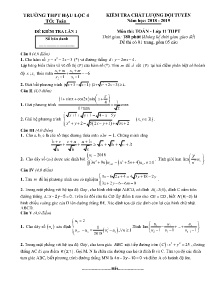 Đề kiểm tra chất lượng đội tuyển lần 1 năm học 2018-2019 môn Toán Lớp 11 - Trường THPT Hậu Lộc 4 (Có đáp án)