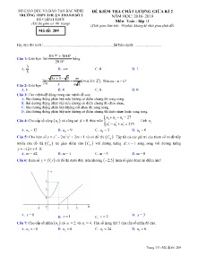 Đề kiểm tra chất lượng giữa kì 2 năm học 2018-2019 môn Toán Lớp 11 - Mã đề 209 - Trường THPT Thuận Thành số 3
