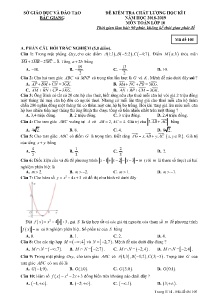 Đề kiểm tra chất lượng học kì I năm học 2018-2019 môn Toán Lớp 10 - Mã đề 101 - Sở GD&ĐT Bắc Giang (Có đáp án)