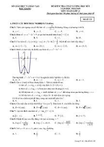 Đề kiểm tra chất lượng học kỳ I năm học 2018-2019 môn Toán Lớp 12 - Mã đề 121 - Sở GD&ĐT Bắc Giang (Có đáp án)