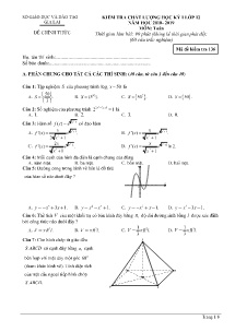 Đề kiểm tra chất lượng học kỳ I năm học 2018-2019 môn Toán Lớp 12 - Mã đề 136 - Sở GD&ĐT Gia Lai (Có đáp án)