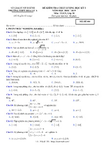 Đề kiểm tra chất lượng học kỳ I năm học 2018-2019 môn Toán Lớp 10 - Mã đề 001 - Trường THPT Hoa Lư A (Có đáp án)