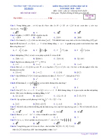 Đề kiểm tra chất lượng học kỳ II năm học 2018-2019 môn Toán Lớp 12 - Mã đề 197 - Trường THPT Yên Phong Số 1