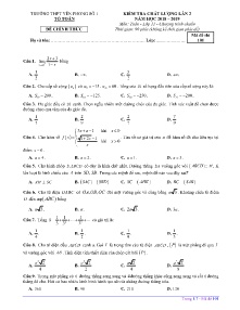Đề kiểm tra chất lượng lần 2 năm học 2018-2019 môn Toán Lớp 11 - Mã đề 101 - Trường THPT Yên Phong Số 1 (Có đáp án)